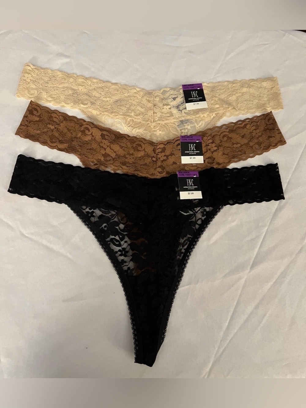 INC  international concepts Plus Lace Thongs 3 Pair Multicolor Size XXL, $24 BCL